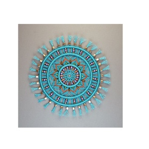 แผ่นกลมสำหรับตกแต่งโต๊ะรับประทานอาหารแผ่นรองจานกลมลายแกลบข้าวโพดสไตล์โบฮีเมียนแผ่นรองจานตกแต่งตามธรรมชาติ - Product Image 4