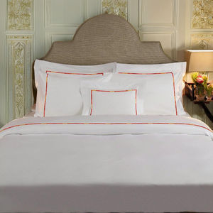 Wholesale Custom Cotton Satin <b>Bedding</b> Sets Embroidered Orange Line Duvet Cover Pillowcases Wearable for Home Hotel Wedding - Product Image 1
