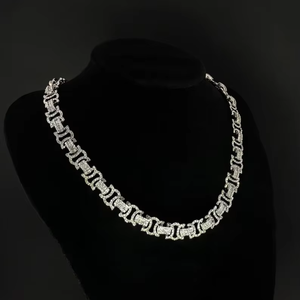 Chaîne à maillons en diamant de qualité supérieure avec revêtement résistant à l'eau, plaqué argent, unisexe, look propre, cadeau, export en vrac - Product Image 1