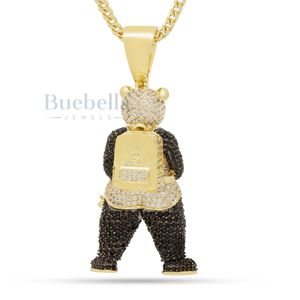 Collar de Plata de Ley 925 para hombre, colgante de cadena de cuerda de moissanita de diamante en forma de Panda único, joyería con temática de animales - Product Image 2