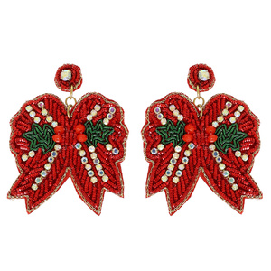 Boucles d'oreilles brodées perlées basées sur un festival vibrant avec un artisanat fait à la main avec 100% perles de verre pour un look affirmé - Product Image 5