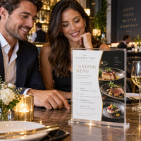Support de table en acrylique haut de gamme, présentoir de menu personnalisé pour restaurants de luxe, hôtels haut de gamme, promotion de marque
