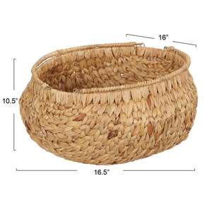 Handwoven Water Hyacinth Wicker <b>Basket</b> with Handles Handmade Storage <b>Basket</b> Wholesale eco-friendly Made by VgreenArt in Vietnam - Product Image 2