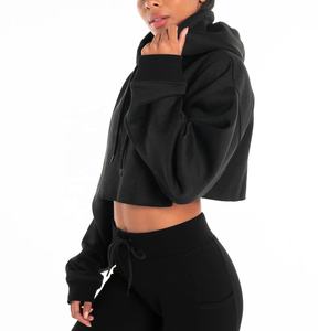 Wholesale Factory Price High Quality Cotton Fleece Hoodie for <b>Women</b> One Piece Two Tone Hooded Coat <b>Thermal</b> Lining Front Knitted - Product Image 3