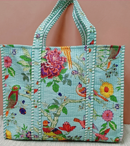 Sac fourre-tout en coton matelassé pour femme, imprimé à la main, avec bandoulière, accessoire de mode ouvert, toutes saisons, portable, usage quotidien - Product Image 2