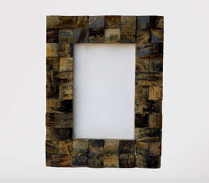 Trendy Decorative Natural Material <b>Photo</b> Holder Earth Tone Rough Cut Block Pattern High Quality Finish Wholesale Bulk Order - Product Image 1