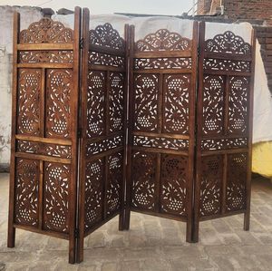 Home & Goods International <b>Wooden</b> <b>Room</b> <b>Divider</b> Partition 5-FT Folding Privacy Screen Decorative Freestanding Panel for Home, - Product Image 3