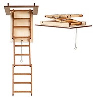 Vente en gros d'échelles pliantes en bois massif pour grenier, escaliers escamotables en bois pour grenier, directement de l'usine