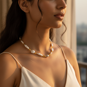 Collar de Piedras Preciosas de Cristal, Perla y Citrino en Plata de Ley para Mujer - Product Image 2