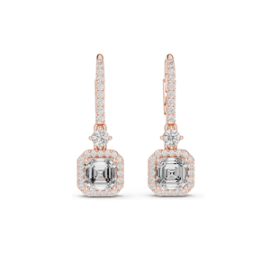 ต่างหูเพชรทรง Asscher Cut น้ำหนัก 2.598 กะรัต ความใส VVS-VS สี EF  ทอง 18KT, 14KT, 10KT และเงิน 925 สีโรสโกลด์, สีเหลือง, สีขาว - Product Image 1