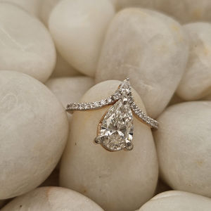 Anillo de Diamantes de Alta Calidad Chapado en Oro Sólido de 14K, Anillo de Compromiso con Diamante Cultivado en Laboratorio con Corte Pera para Mujer, Anillos Finos - Product Image 6