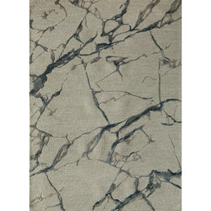 พรมขนสัตว์และใยวิสโคสทอมือลายกราฟิกสีเทาและดำ รุ่น Genesis สำหรับใช้ในบ้าน-Taq-4390 - Product Image 1