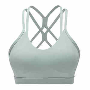 2025 gros soutien-gorge de sport sans couture personnalisé réglable Fitness vêtements d'entraînement avant Logo soutien moyen Yoga soutien-gorge respirant - Product Image 4