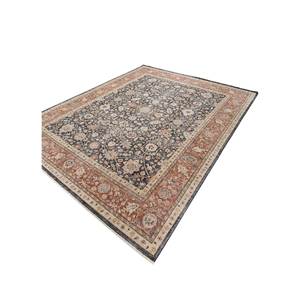 พรมขนสัตว์ลายดอกไม้สไตล์โบโฮ ยี่ห้อ Erbe ถักด้วยมือ สีเทา-ดำ เทคนิคการทอแบบแบน สำหรับตกแต่งบ้าน พรมปูพื้นทางเดินรูปสี่เหลี่ยมผืนผ้า ขนาด 9x12 รุ่น Skwl-548 - Product Image 2