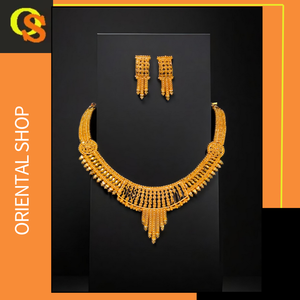 Unique Designed <b>Necklace</b> Earrings <b>Set</b> with 22K Gold Plated Trendy <b>Necklace</b> Earrings <b>Set</b> For <b>Bridal</b> Wear Jewelry - Product Image 2