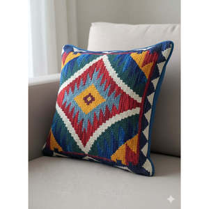 Housses de coussin de canapé modernes en chenille tissées à la main par Coral Weavers avec fermeture éclair et motifs géométriques personnalisés pour la maison et l'hôtellerie - Product Image 1