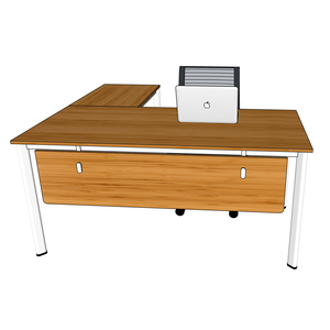 BFOB010-Simple Design <b>Bamboo</b> L-Shaped Computer <b>Table</b> 160x160cm with Adjustable and Extendable Iron Legs and Drawer - Product Image 2