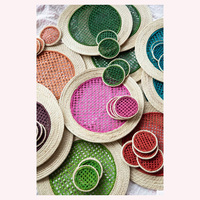Attaches pour nappes |   Accessoires de table en bambou tissés à la main |   Décoration d'intérieur durable et lavable de style européen/américain, respectueuse de l'environnement