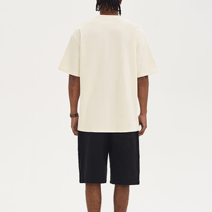 เสื้อยืดคอกลมแขนสั้นผู้ชายแบบใหม่ ผ้าแคนวาสหนา 220 กรัม ผสมสแปนเด็กซ์/คอตตอน ระบายอากาศได้ดี คุณภาพสูง ทรงโอเวอร์ไซส์ ไหล่ตก - Product Image 2