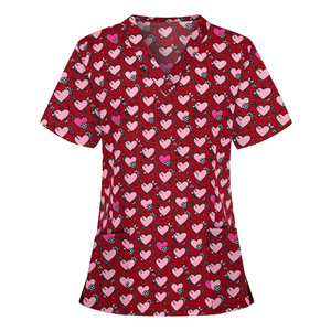 Hospital Impreso Scrub Tops para Mujeres Enfermeras Moda Uniforme Enfermeras Vestido Uniforme - Product Image 3
