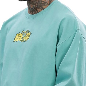 Sweat-shirt à col rond surdimensionné pour homme, vert menthe, imprimé dessin animé, pull décontracté pour l'automne, coupe classique, en coton tricoté - Product Image 6