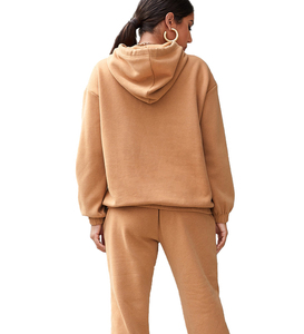 Ensemble de survêtement pour femmes de haute qualité, coupe régulière, sweat-shirt à capuche uni et pantalon de survêtement, ensemble de vêtements de détente personnalisé en 2 pièces, streetwear - Product Image 3