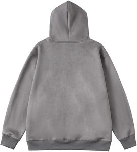 Sudadera con Capucha Extra Grande para Hombre, 100% Algodón, Felpa Suave, Estilo Lavado Ácido, Bordada, Vintage, Holgada, Estilo Urbano, Lisa - Product Image 3