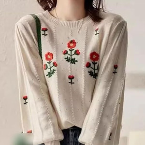 Suéter Personalizable para Mujer, Tejido con Bordado, Informal, con Logotipo Frontal, Transpirable, de Secado Rápido, para Invierno - Product Image 2