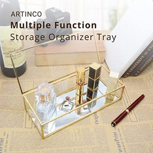 Brass and Glass Decorative Jewelry Storage Gold Color <b>Long</b> <b>Box</b> - Product Image 2