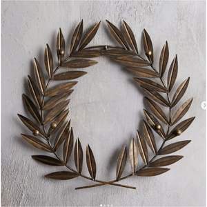 Handmade Metal Olive Leaf Wall <b>Wreath</b> Luxury Gold/Bronze Iron Wall Hanging Art for Wedding and Home Decor Metal Wall <b>Wreath</b> - Product Image 1