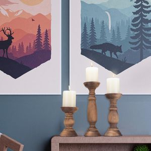 Handmade Wooden <b>Candle</b> Holders | Vintage Pillar <b>Candle</b> Stand <b>Set</b> | Rustic Home Decor - Product Image 3