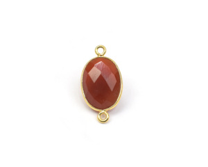 Piedra preciosa natural chapada en oro de 18 quilates hecha a mano forma ovalada doble fianza facetada corte piedra bisel conector componente de joyería - Product Image 5