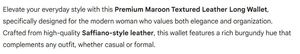 Cartera Larga de Cuero Texturizado Marrón Premium para Hombre, Elegante Cartera de Mano con Acabado Saffiano, con Múltiples Ranuras para Tarjetas y Cremallera - Product Image 6