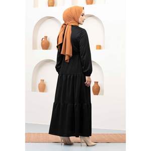 Robe Hijab Ceinturée Tunnel Noir - Product Image 2