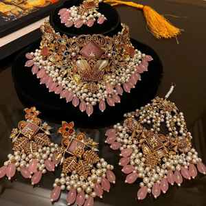 AA IMPEX Traditional Antique Wedding Fashion Jewelry Sets for Women Elegant Indian Necklace <b>Earrings</b> Link <b>Chain</b> Trendy Style - Product Image 6