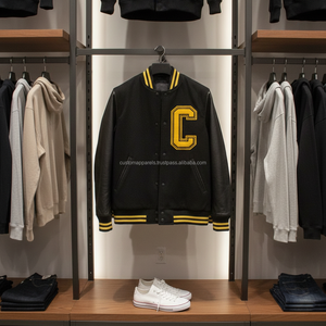 custom premium wool varsity <b>jacket</b> for <b>men</b> windproof stand collar personalized embroidered letterman <b>jacket</b> - Product Image 5