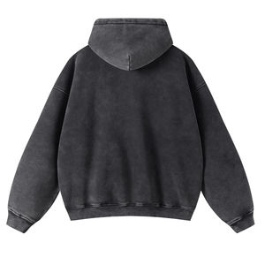 Sudadera con Capucha y Cremallera para Hombre, Diseño Personalizado con Logotipo, Lavado Ácido, Parche Bordado, Invierno, 100% Algodón, Felpa, Cortavientos, Transpirable, Estilo Vintage - Product Image 2