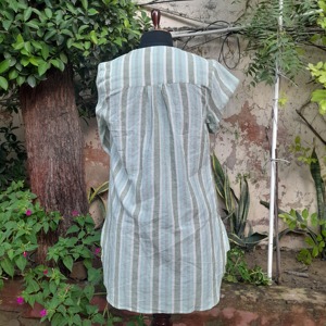 Chemise en coton tissé à la main écologique avec col rond, manches longues, boutonnée, chemise de nuit boyfriend, chemisier, vêtements pour femmes - Product Image 4