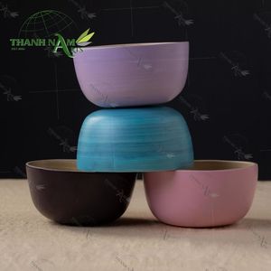 Bol en bambou réutilisable de couleur personnalisée vaisselle légère laquée faite à la main fourniture de salle à manger OEM écologique pour salade soupe nouilles - Product Image 1