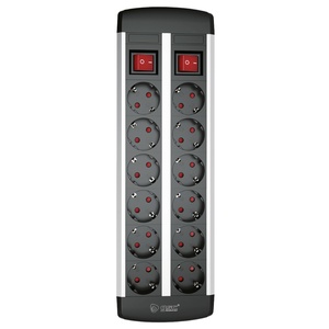 Base multipla 6+6T +2 interruttori 1,4m nera (GSC 100000013) - Product Image 1