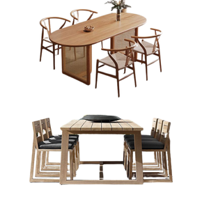 Ensemble de table à manger en bois massif de teck au design de luxe simple Ensemble de salle à manger de haute qualité fabriqué en Indonésie - Product Image 3