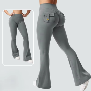 Quality Women's Yoga Pants Bootcut <b>Jeggings</b> Four-Way <b>Stretch</b> Breathable High Waist Solid Thermo Students Jogging Spandex/Nylon - Product Image 5