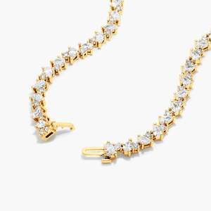 Collar de tenis de diamantes cultivados en laboratorio, oro blanco de 14K con baño de rodio, lujo certificado IGI, joyería fina con corte de pera y diseño elegante. - Product Image 6