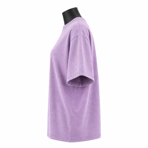 เสื้อยืดโอเวอร์ไซส์สีม่วงลาเวนเดอร์สำหรับผู้หญิง แขนสั้น ผ้าฝ้ายเรียบง่าย สไตล์ลำลอง ขายส่ง - Product Image 5