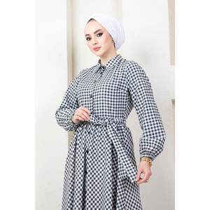 Robe Hijab noir et blanc à motifs pied-de-poule Accessoire vestimentaire musulman traditionnel - Product Image 6