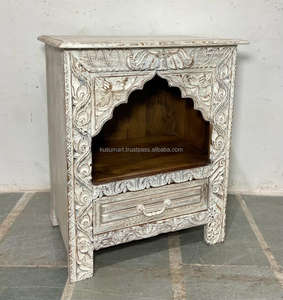 Luxury Rustic White Solid Wooden <b>Sideboard</b> Cabinet with Shelves Western Culture-Inspired Doors for Living Room - Product Image 1