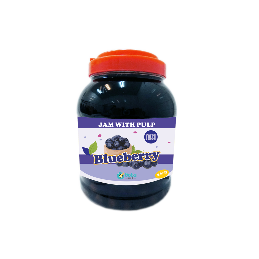 Keifu-Blauwe Bessen Fruit Siroop Jam Met Pulp Oem/Odm Voor Bubble Thee Drank Topping 4Kg