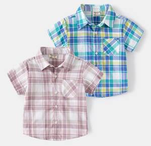 Camisa de manga corta a cuadros suave informal para niños para ropa de verano para niños Dropship - Product Image 4