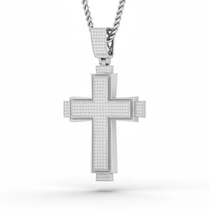 Pendentif croix hip-hop serti de diamants naturels en or, bijoux statement pour streetwear haut de gamme et style nocturne - Product Image 1