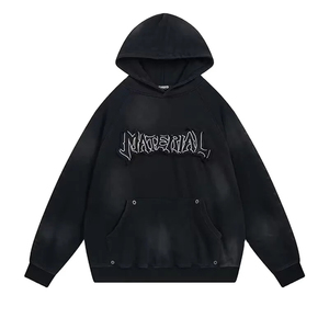 Prix usine homme à capuche américain délavé sweat à capuche surdimensionné lettre imprimé unisexe pullover sweats à capuche pour hommes - Product Image 4